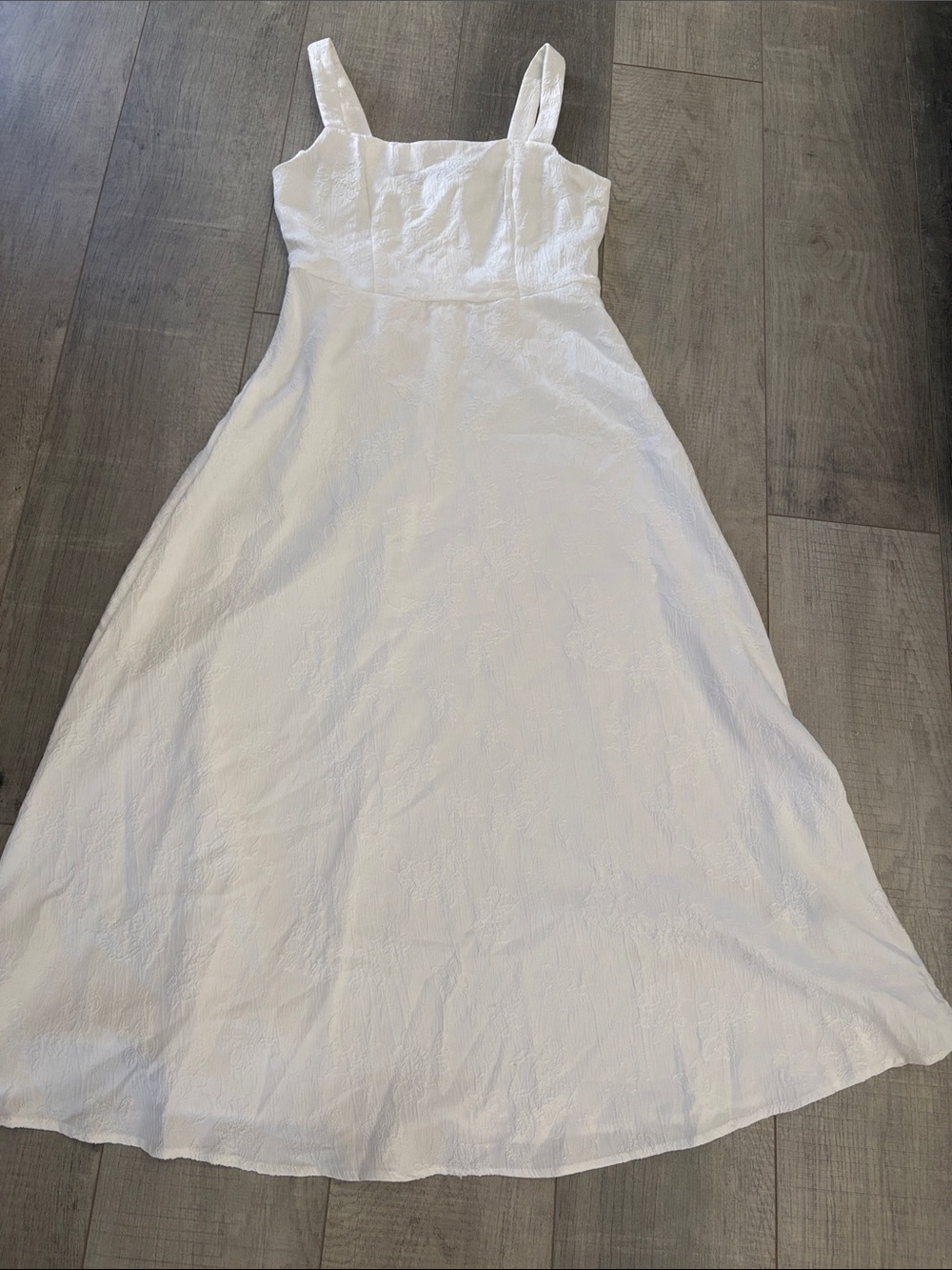 Sleeveless White Textured Midi Dress - Summer dress used once